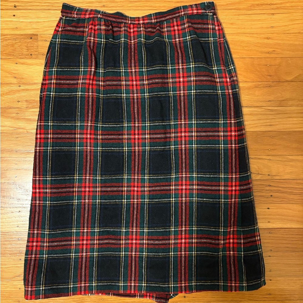 Wool tartan pencil skirt